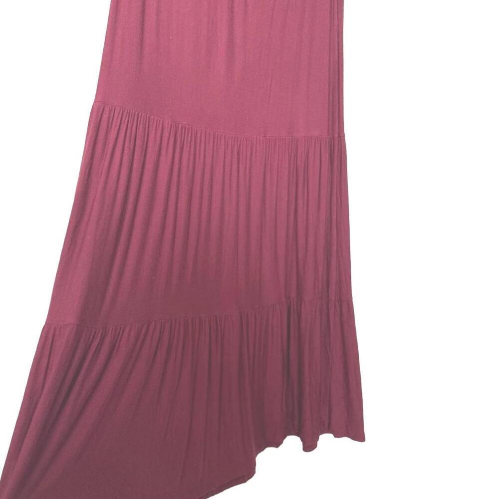 Y2K Burgundy Red Maxi Tiered Peasant  Skirt‎